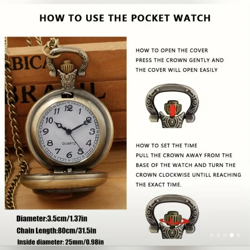Style Motorcycle Pocket Watch Necklace Antique Bronze Chain Biker Gift, T1MISB4I